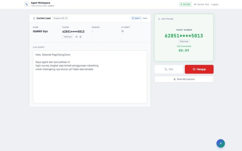 Call CRM Dashboard