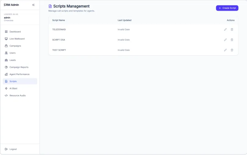 Scripts & Guidance Management